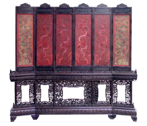 清红木边座雕漆云龙屏风.jpg 清红木边座雕漆云龙屏风.jpg